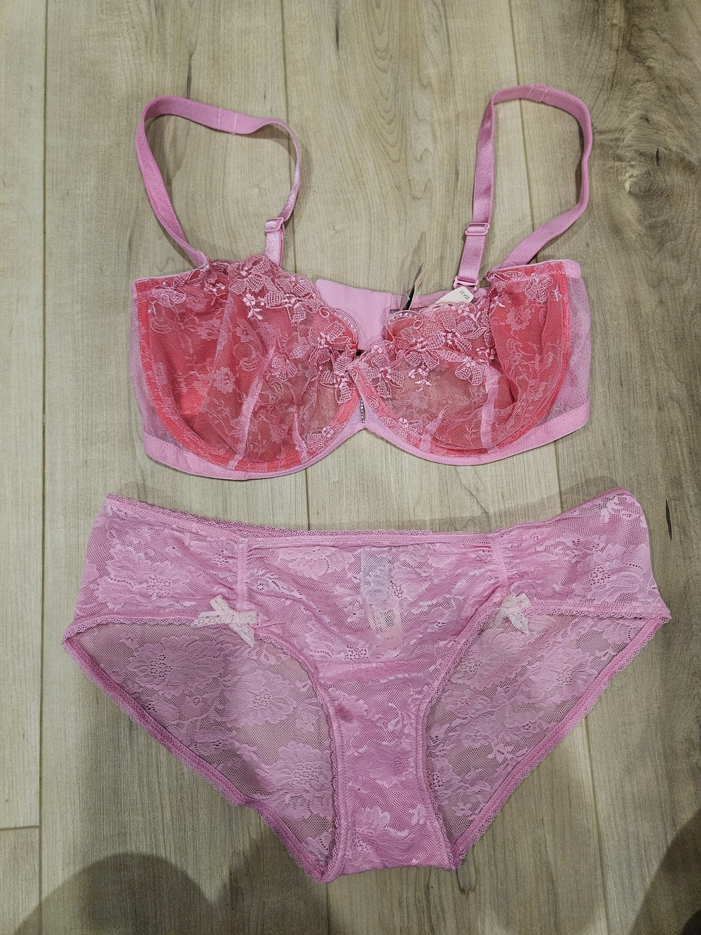 Victoria's Secret Pink Lace Underwire Bra and Lace Bikini Set